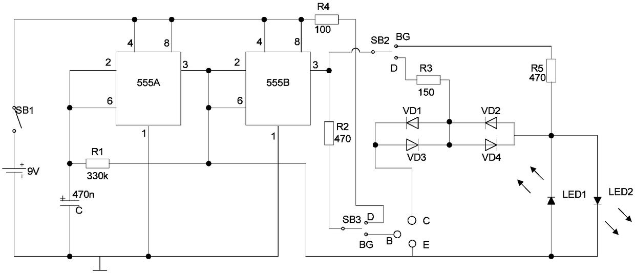 Diode and triode testing circuit, circuit board and detector