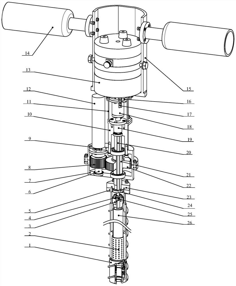 Vibration penetrating lunar soil coring device with spiral assisted submersion