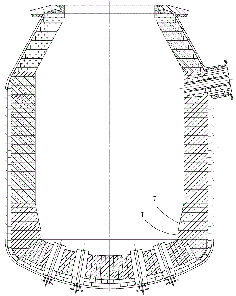 Converter lining structure