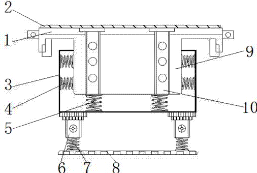 Coloured spun yarn production equipment base with shock absorption function