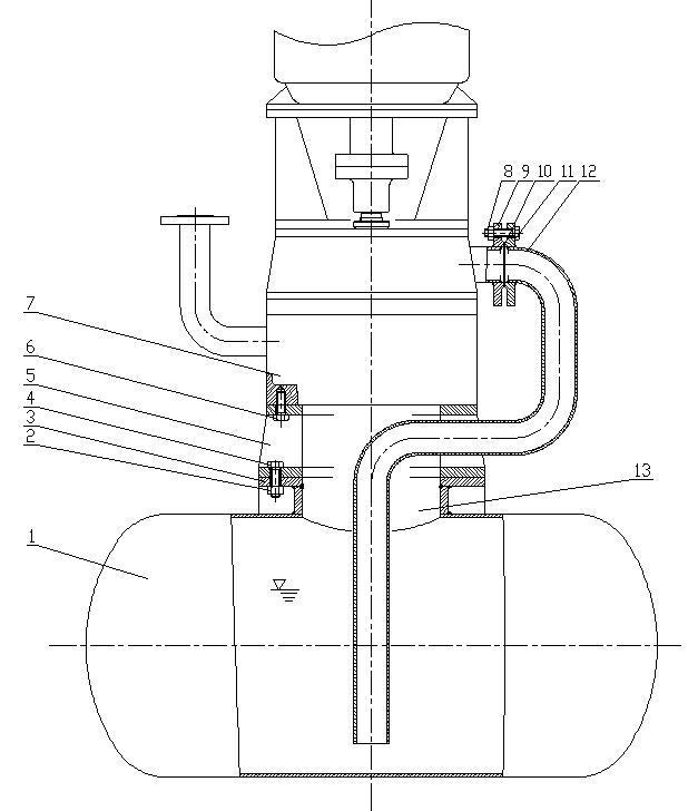 Installation structure of vertical self-priming pump on chemical tank