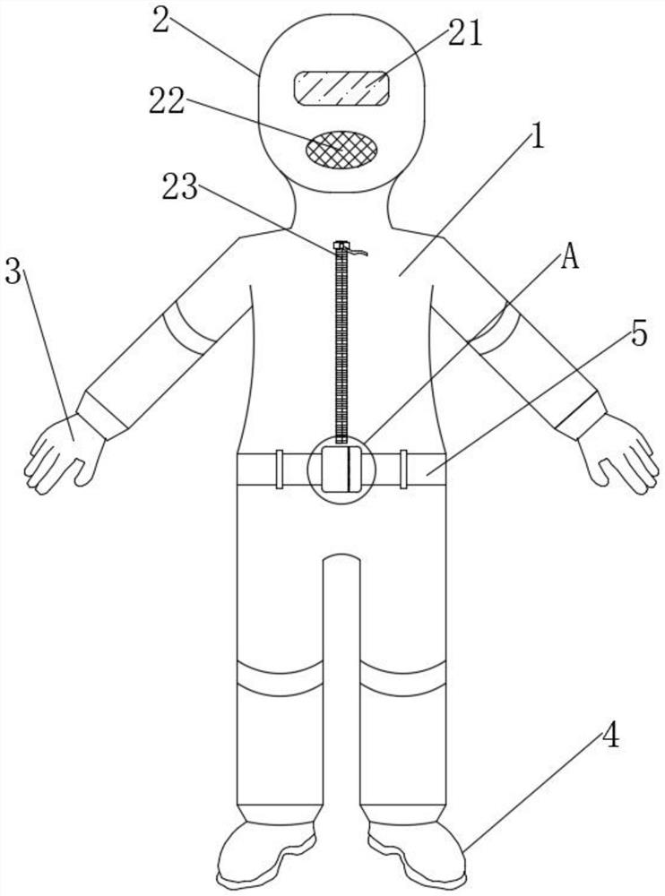 One-piece medical protective clothing capable of preventing medical staff from being infected by viruses