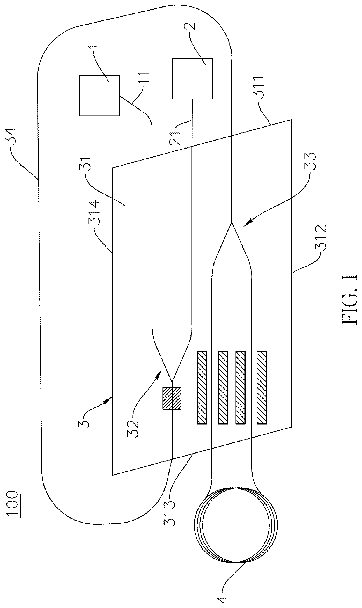 Integrated biplane optical sensing core chip