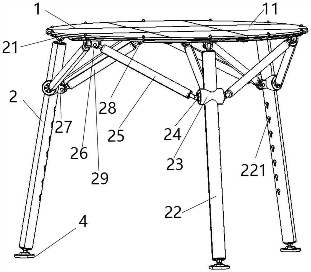Supporting structure and three-legged floor house