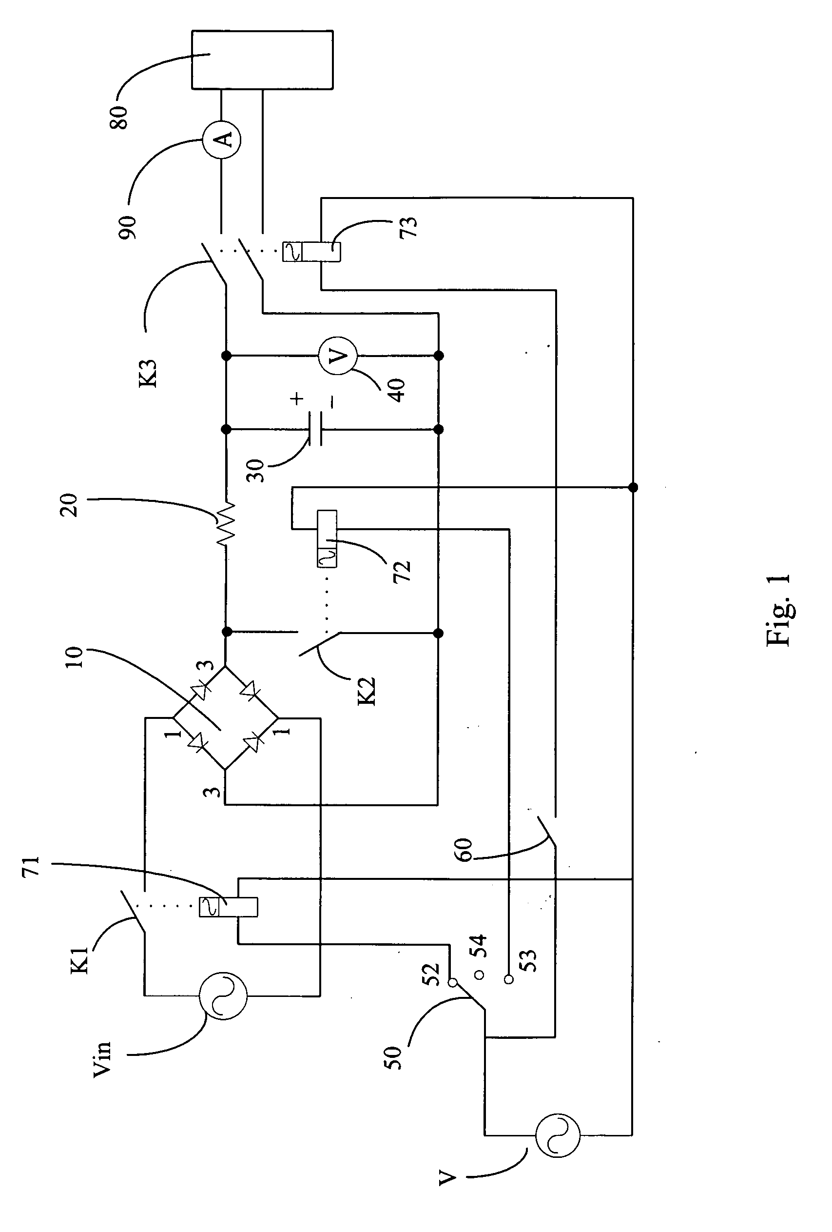 Circuit for testing inrush current