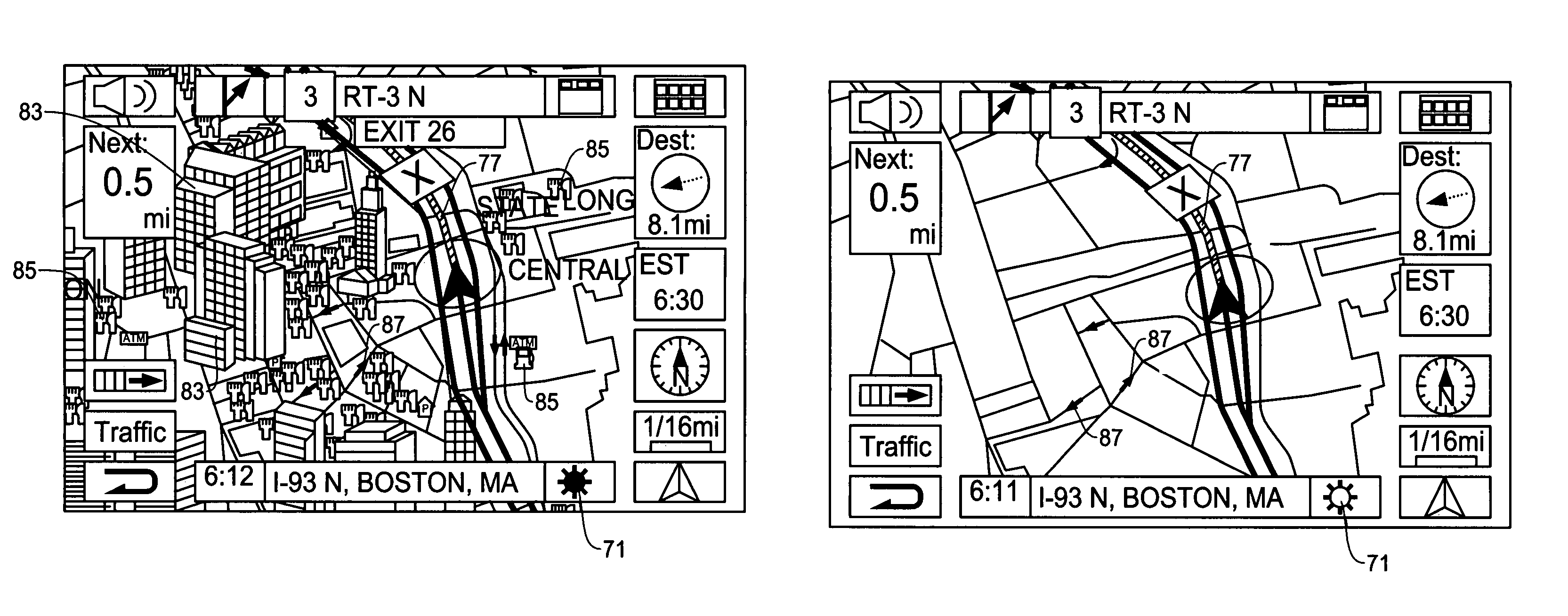 Method and apparatus for displaying simplified map image for navigation system
