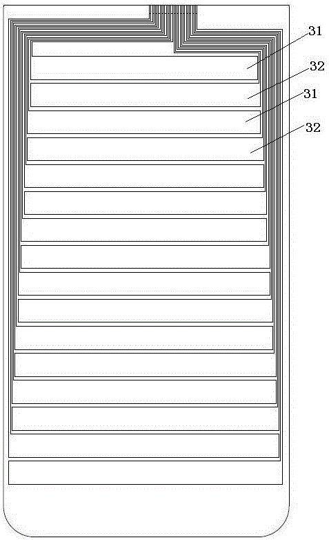 Touch screen sensing structure, touch screen and narrow-bezel electronic display device