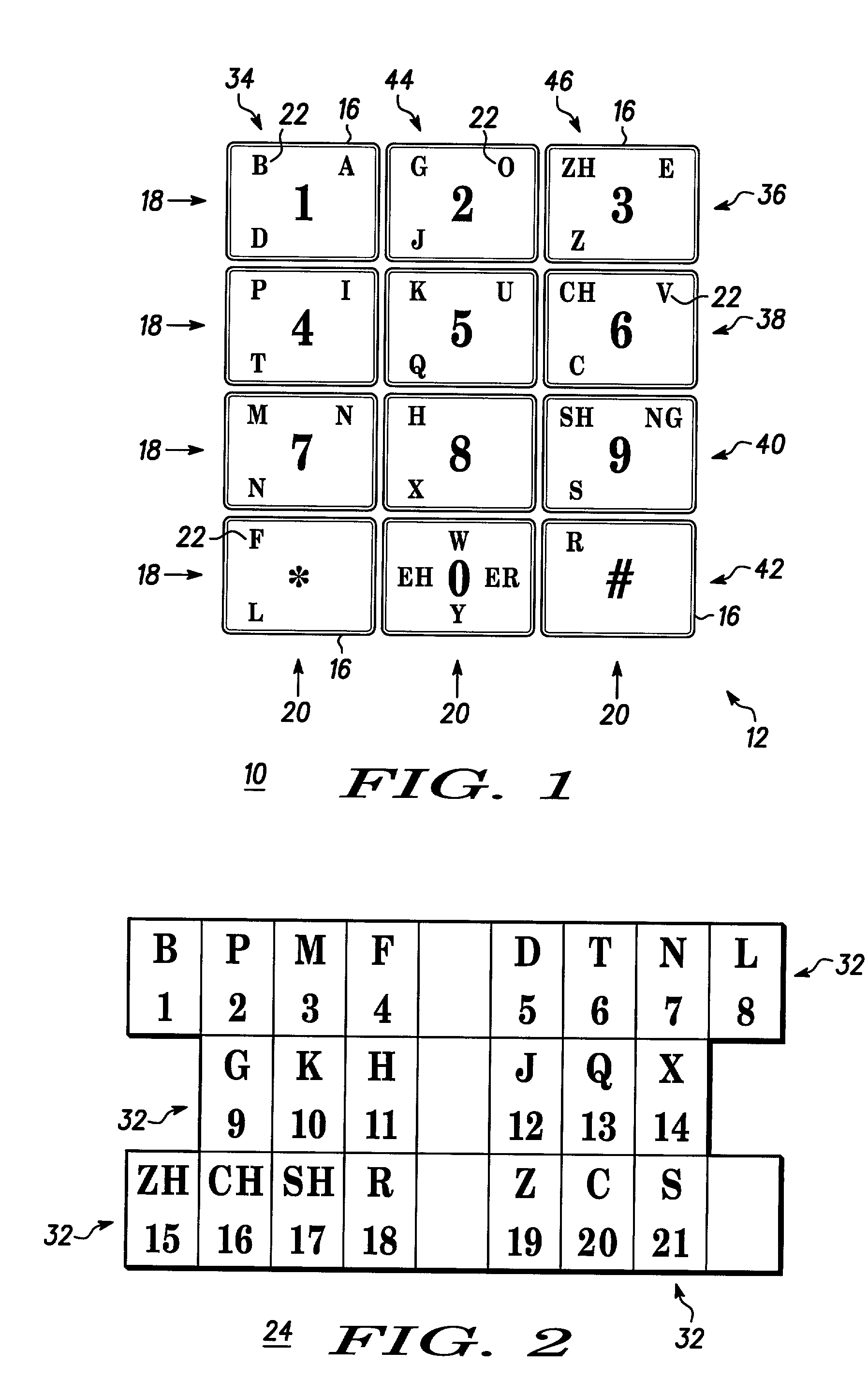 Keypad layout for alphabetic symbol input