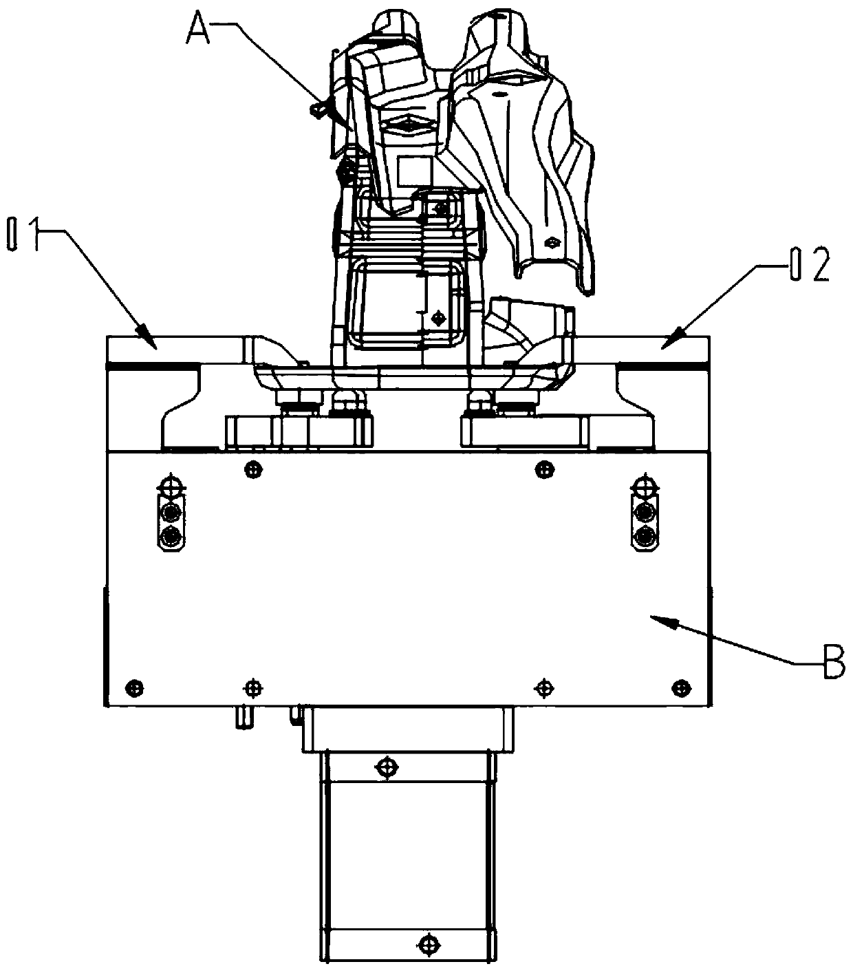 Single-cylinder driven dual-pressing-head reinforced clamp self-locking, removal and jacking mechanism