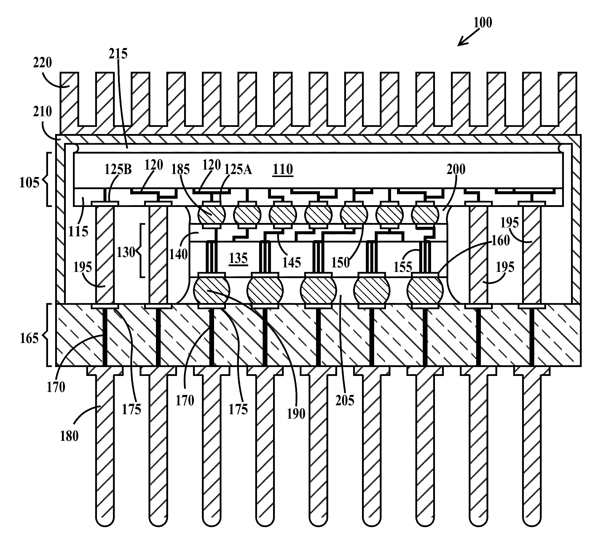 Stacked multi-chip package and method of making same