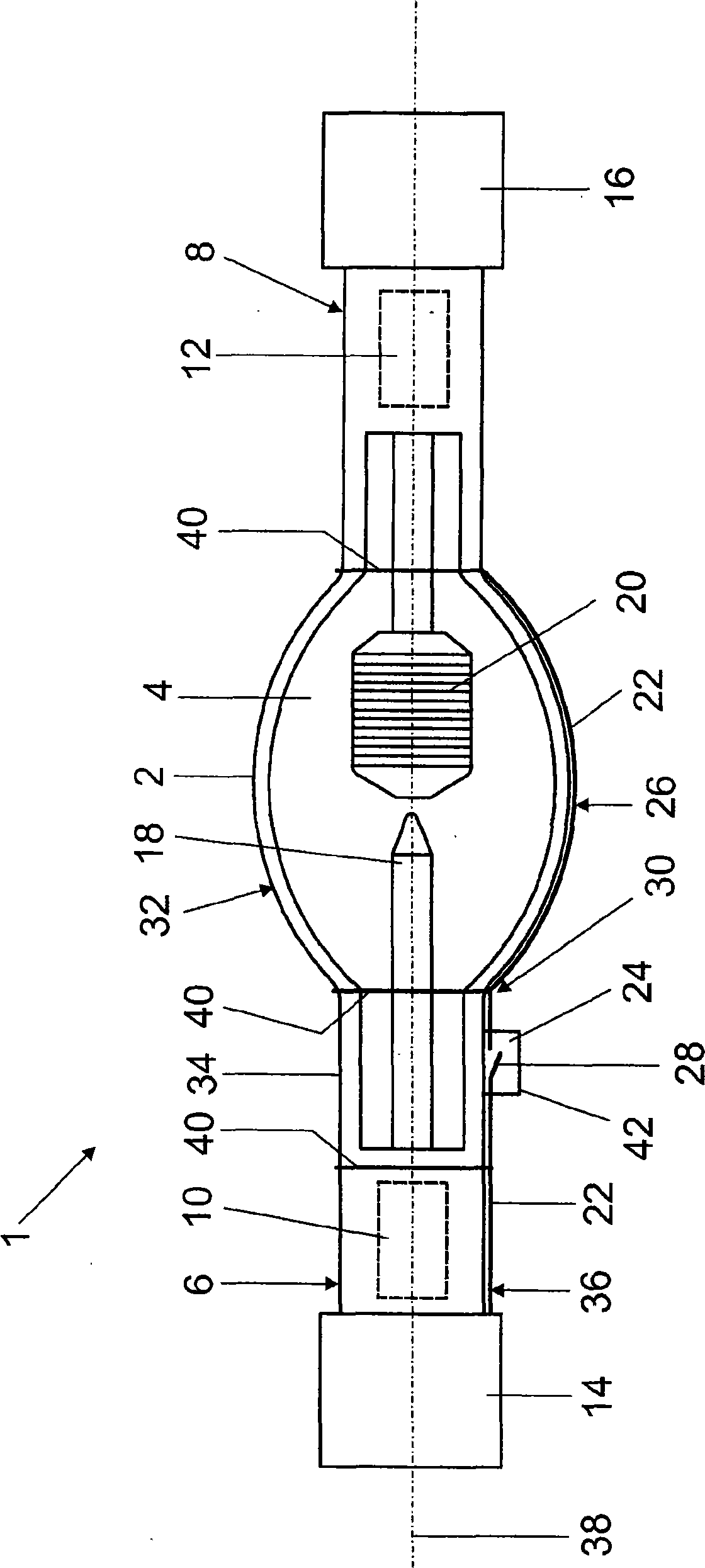 Discharge lamp with an auxiliary ignition element