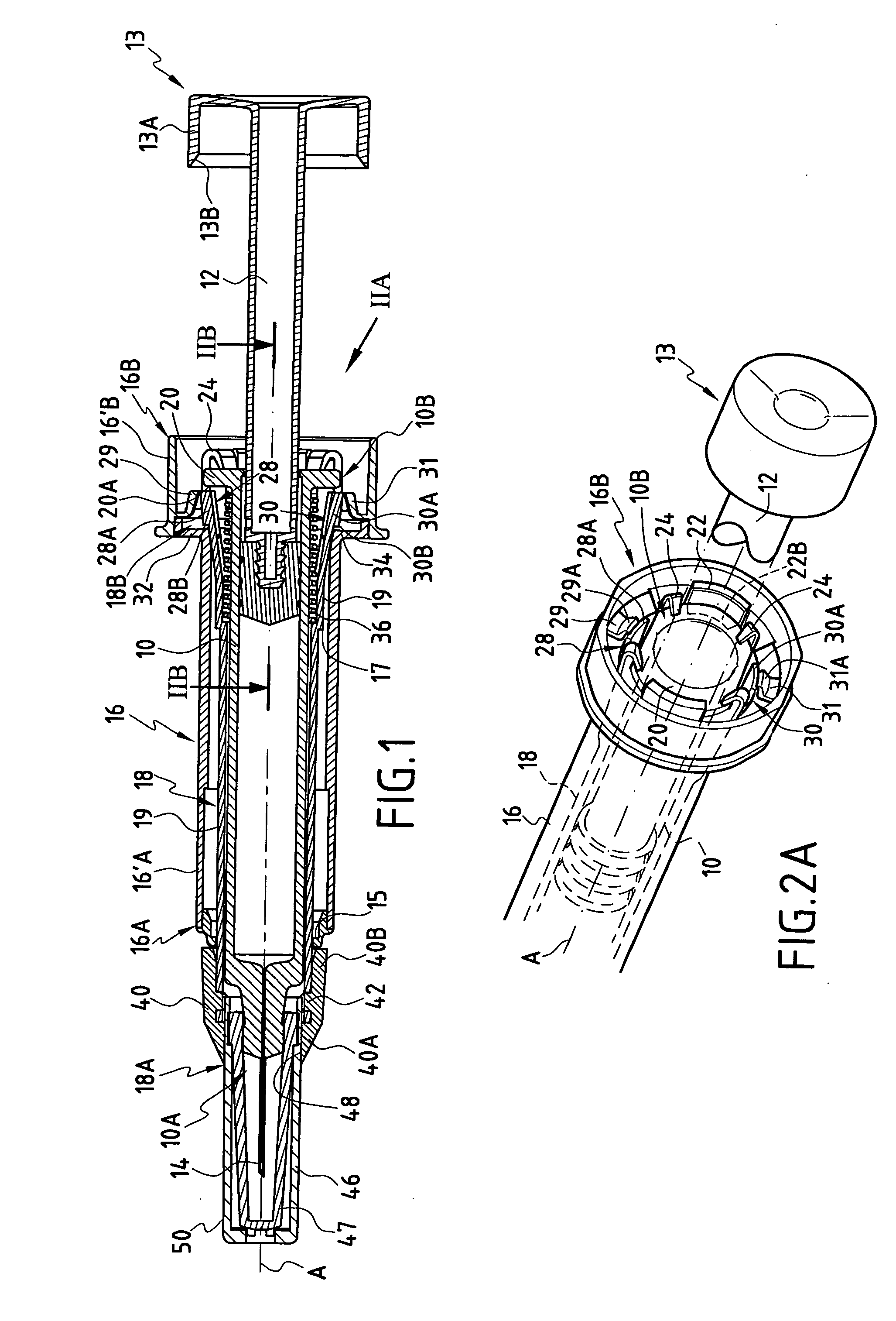 Safe support device for a syringe and an assembly comprising such a device and a syringe