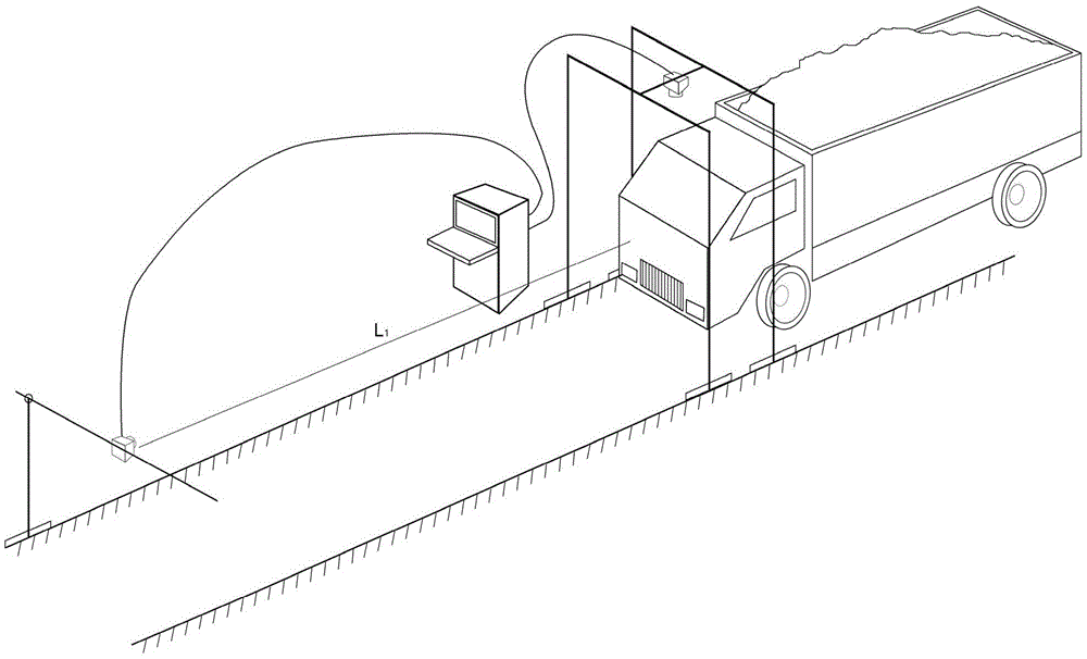 Fixed gantry on-board material volume measurement system and fixed gantry on-board material volume measurement method