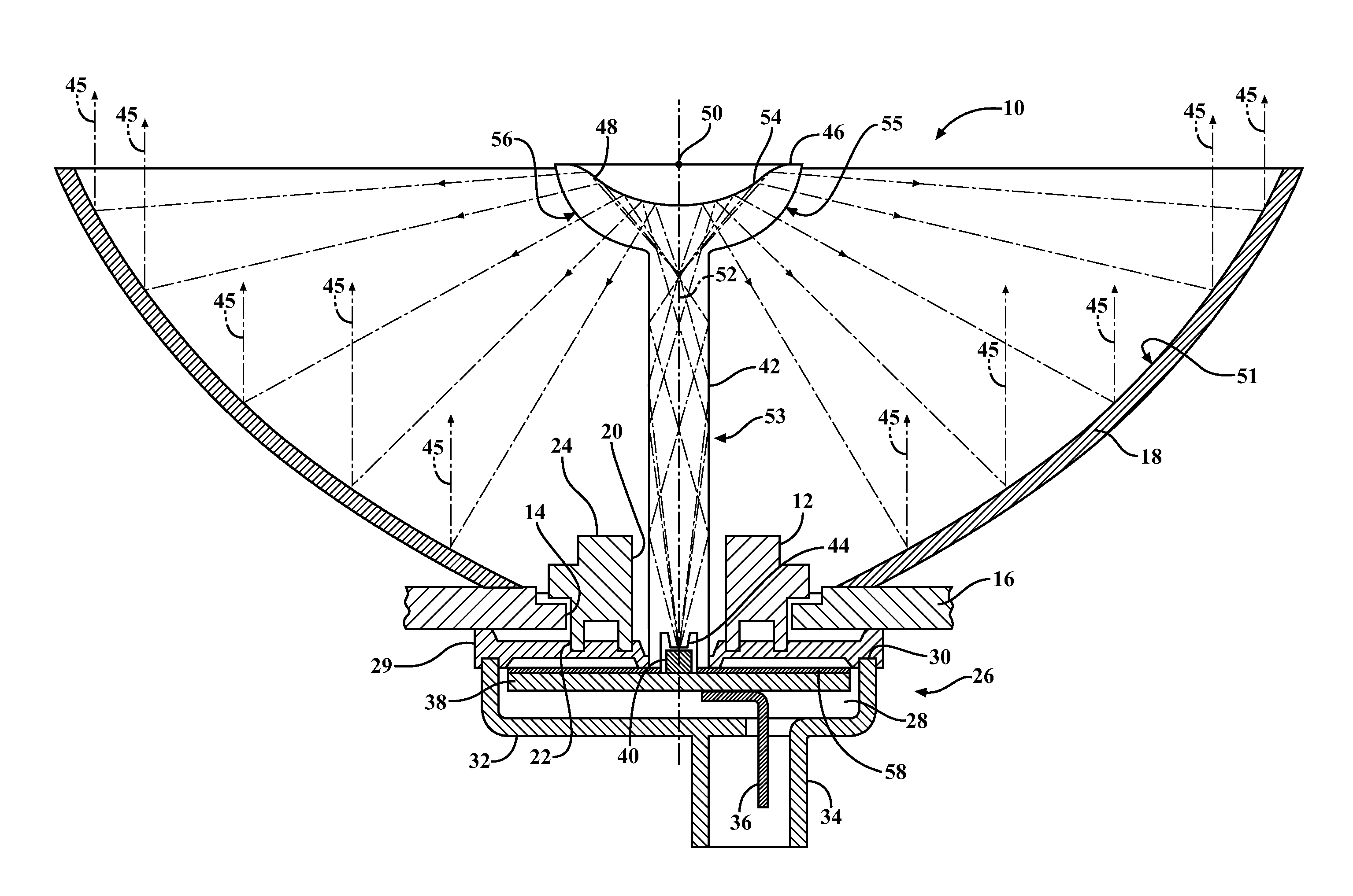 LED light module with light pipe and reflectors