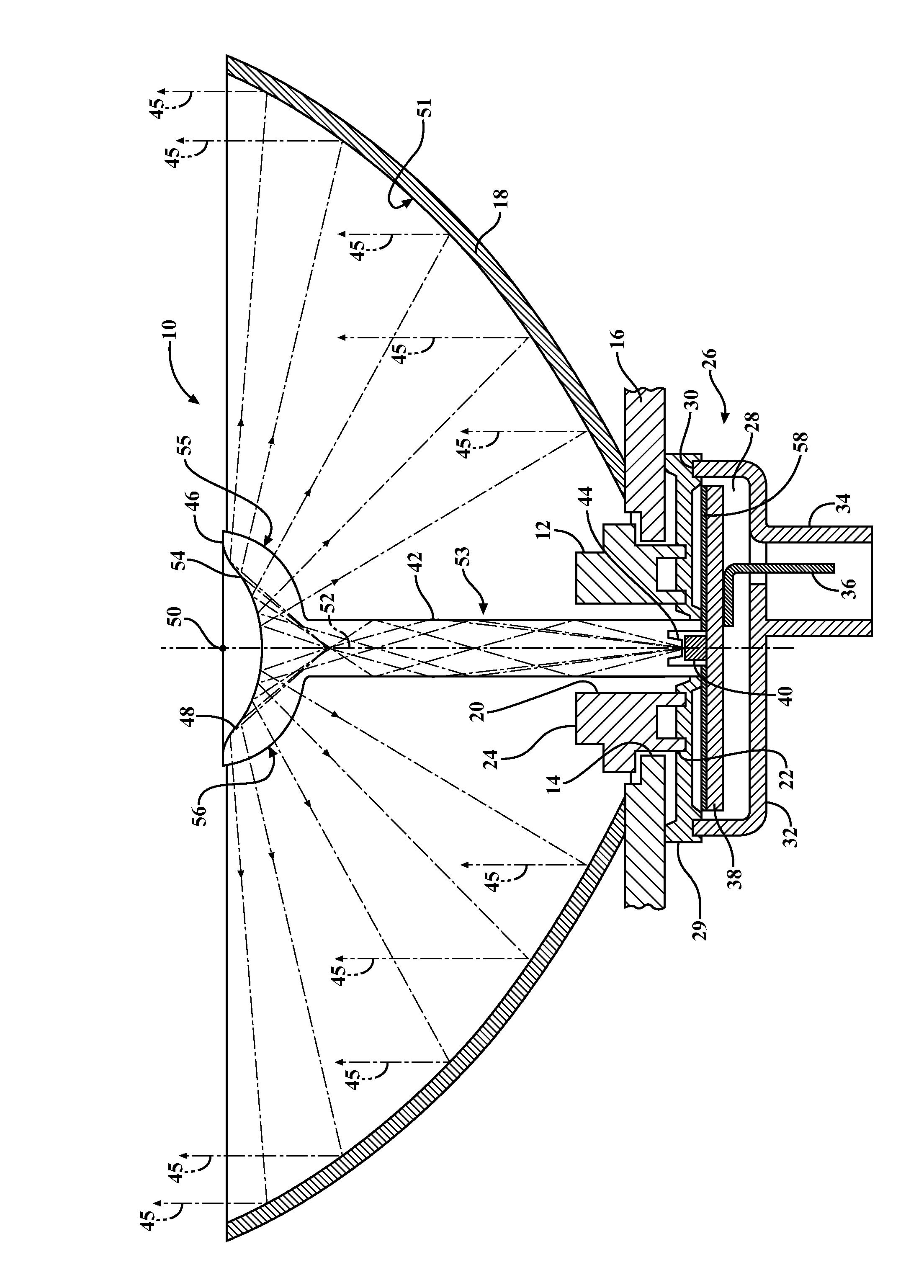 LED light module with light pipe and reflectors