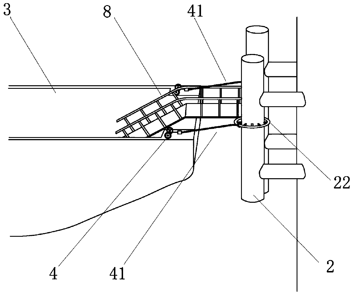 Offshore wind power operation and maintenance ship embarking device and embarking method thereof