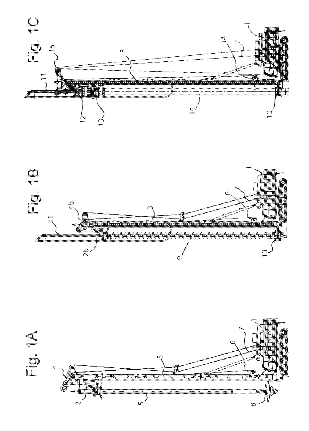 Modular assembly for handling excavating equipment for excavating machines, excavating machine, method for converting  the excavating configuration of an excavating machine