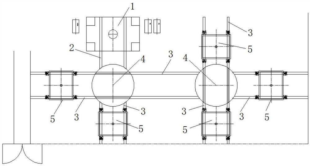 Radial rotary conveying mechanism for moving table of special-shaped steel rail forging and pressing production press machine