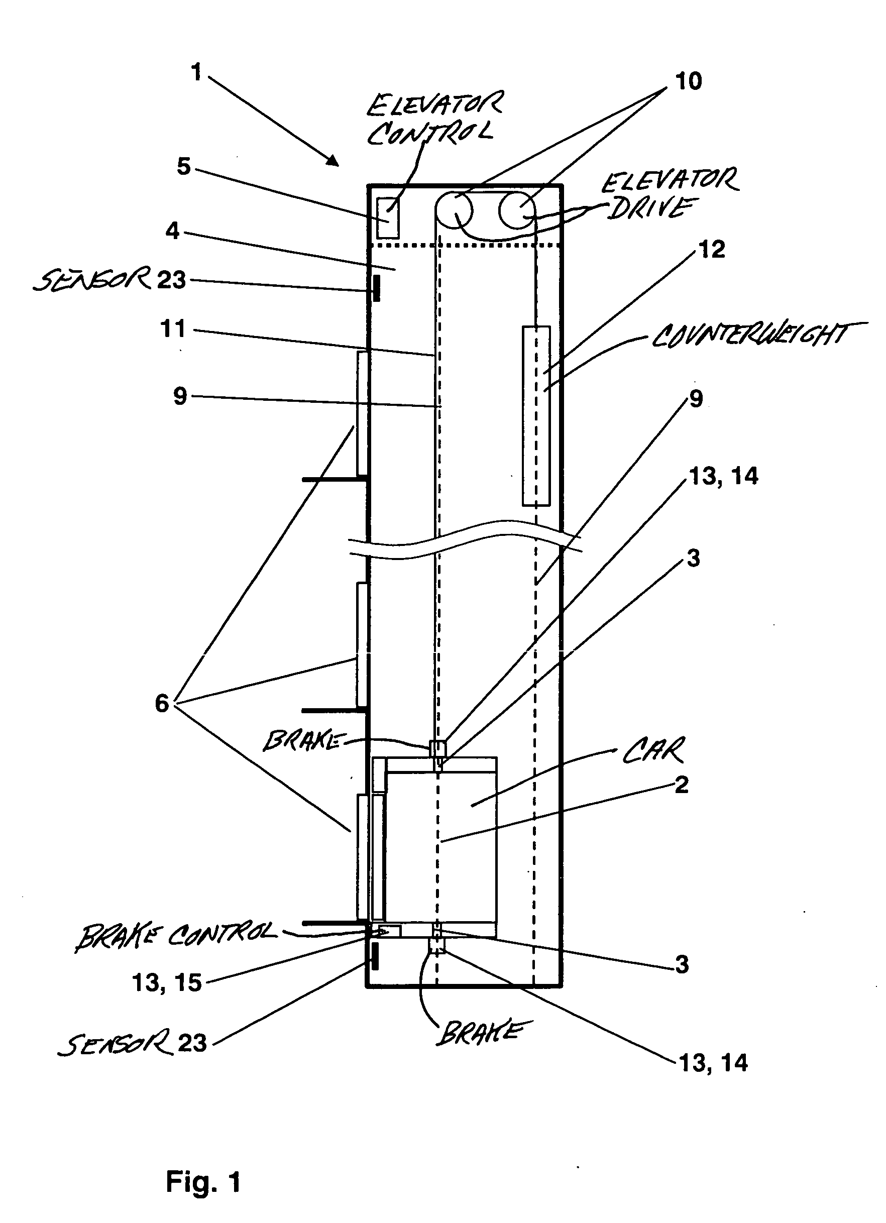 Elevator installation with a braking device and method for braking and holding an elevator installation