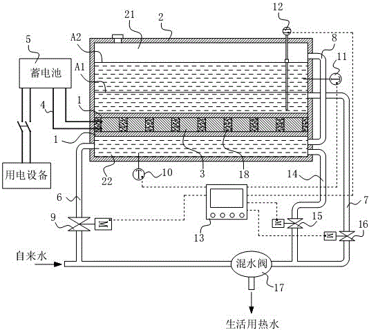 Solar water heater system with thermoelectric power generation function and water feed methods based on same