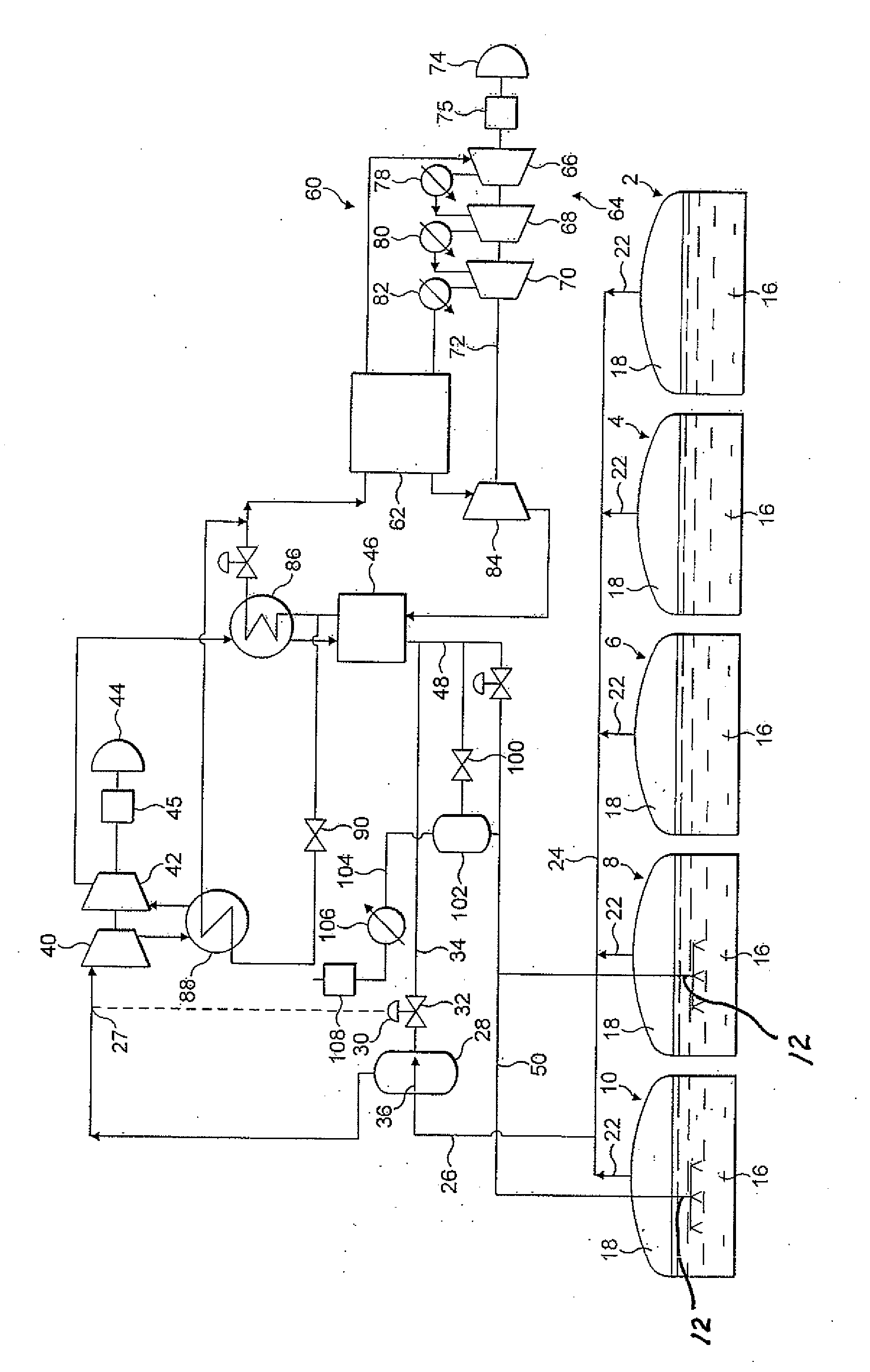 Method and apparatus for the reliquefaction of a vapour