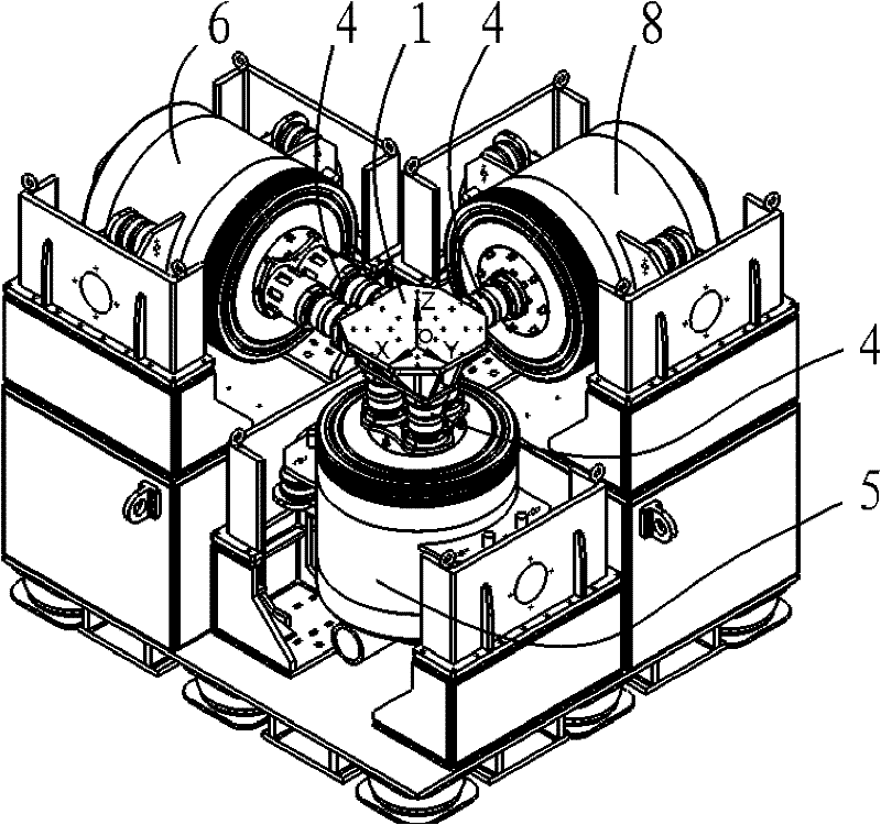 Triaxial mechanical decoupling device and vibration testing system