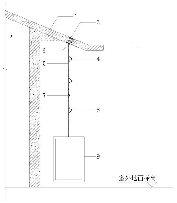 Counter-weight-free and bracket-free mounting and dismounting method of hanging basket on sloping roof cornice