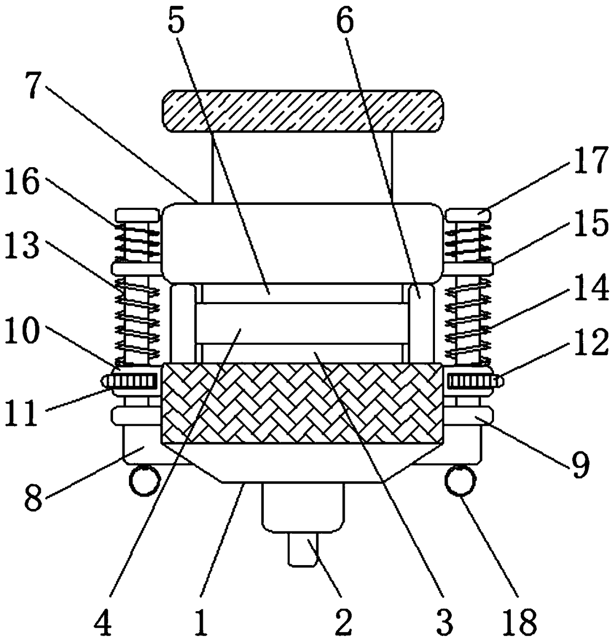 Filter membrane clamping device with self-locking and damping functions