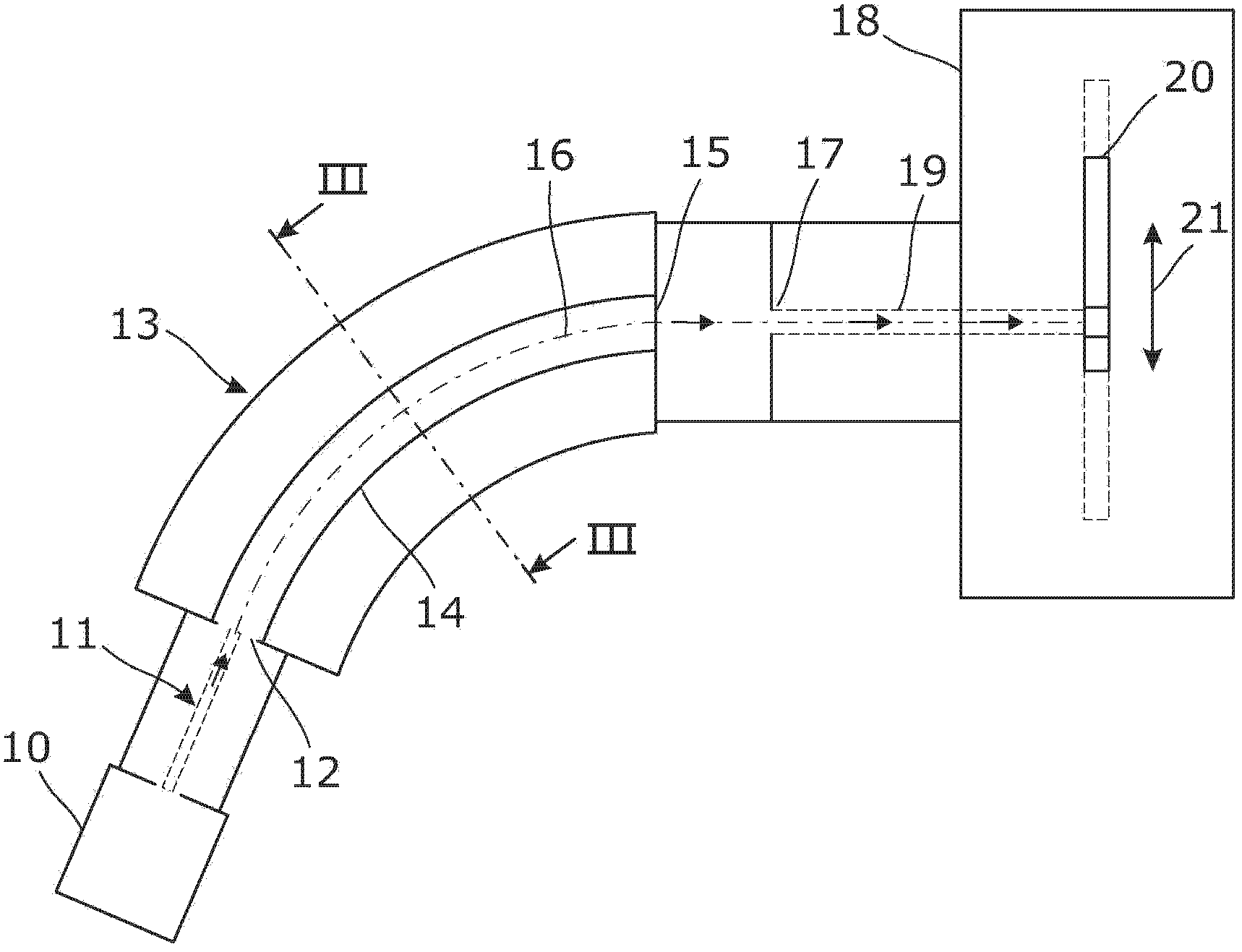 Ion beam bending magnet for a ribbon-shaped ion beam