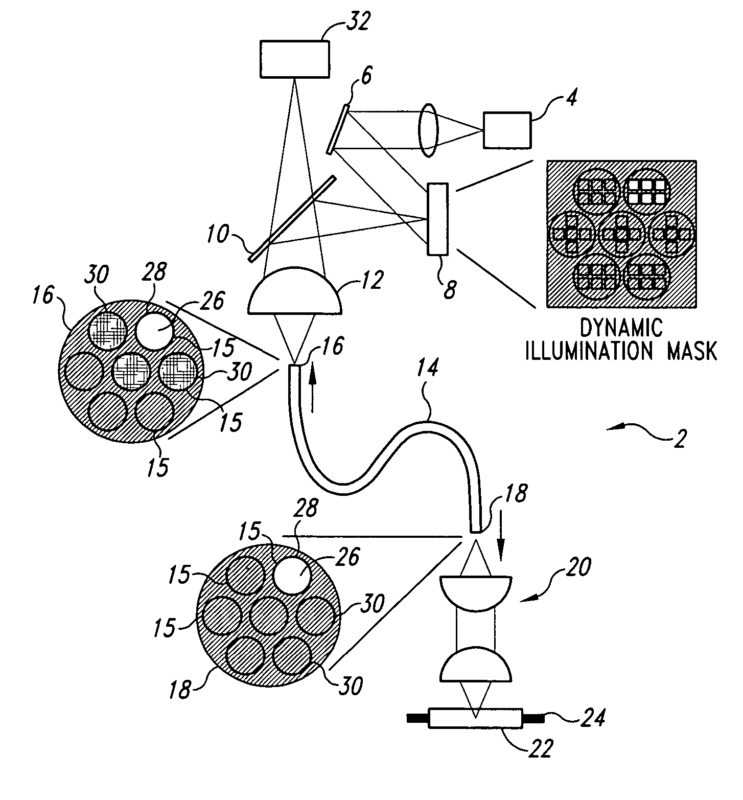 Methods and apparatus for imaging using a light guide bundle and spatial light modulator