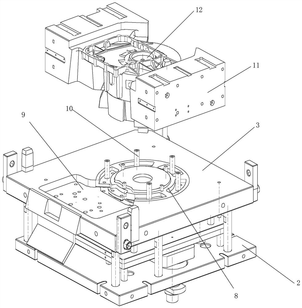 Aluminum casting mold suitable for flywheel shell manufacturing