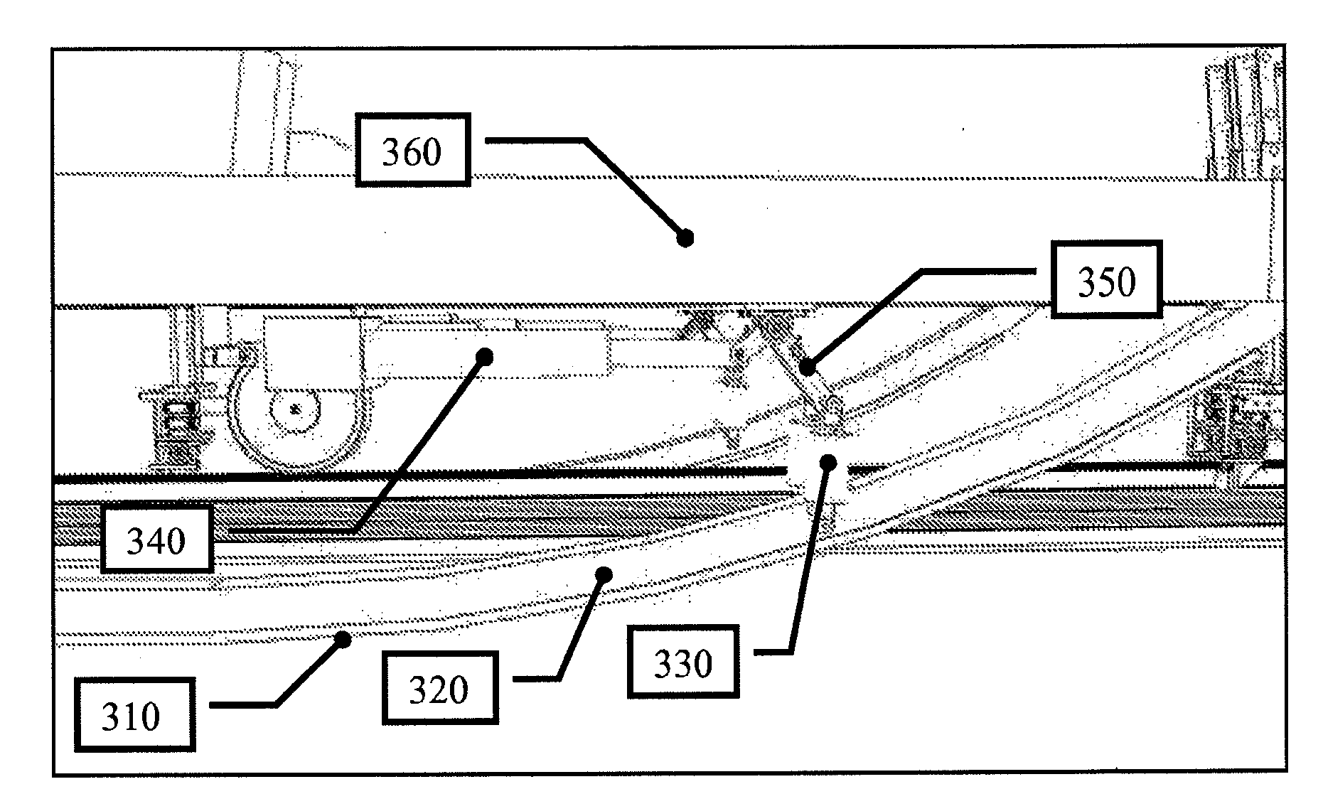 Switching device configured for operation on a conventional railroad track