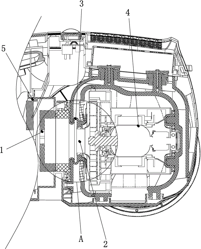 Dust collector with motor suspension fixing structure