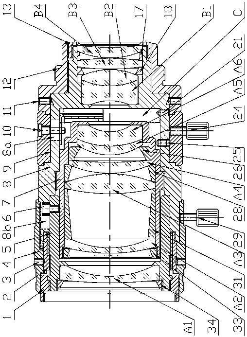 Industrial high-definition and low-distortion lens with F1.4 large aperture and 12 mm focal length