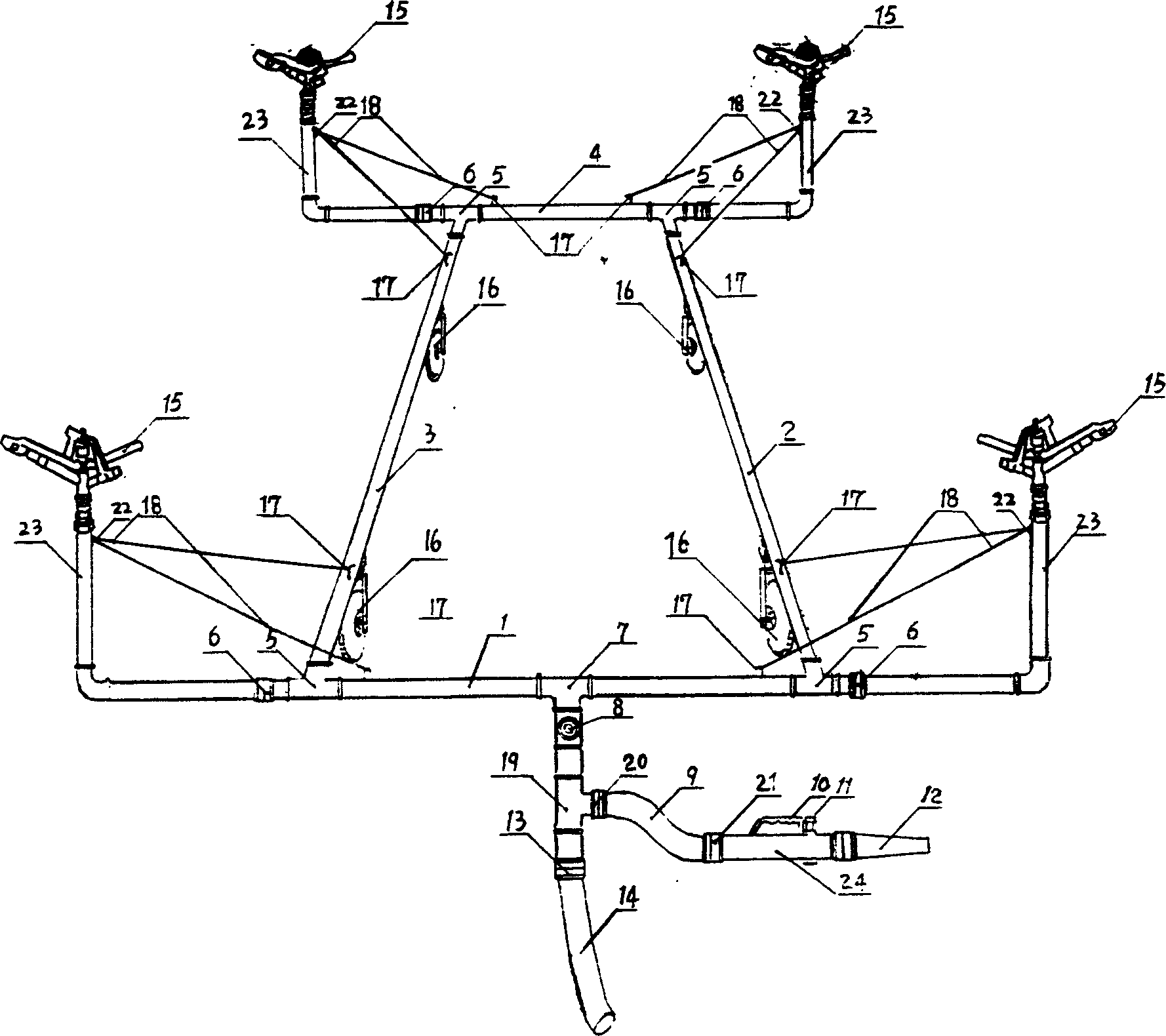 Device for quick governing sandstorm and adhesive spraying