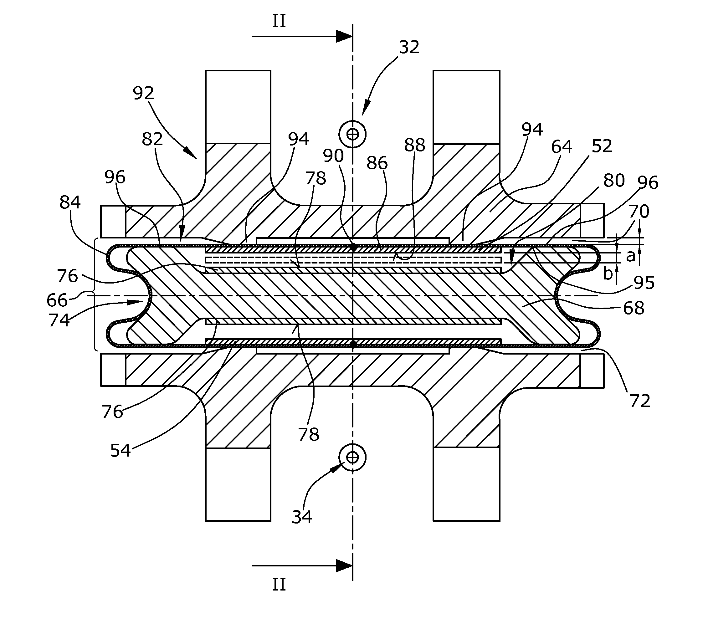 Capacitive sensor for detecting a relative movement of two adjacent bodies