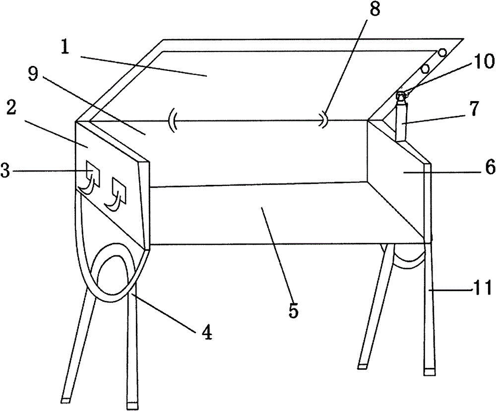 Desk with angle-adjustable desktop plate