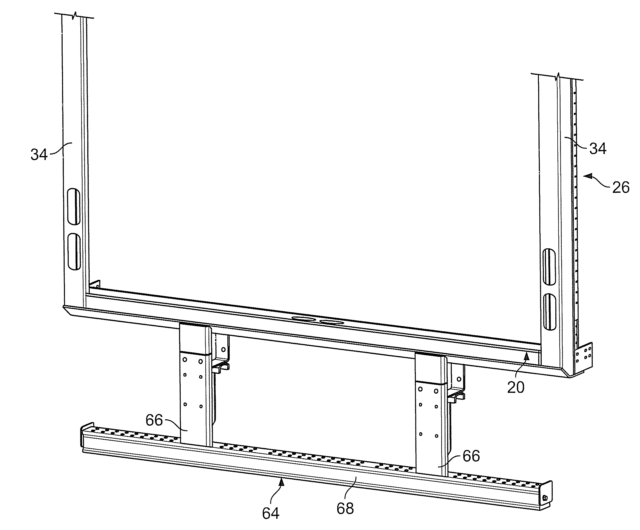Trailer rear door frame with angled rear sill