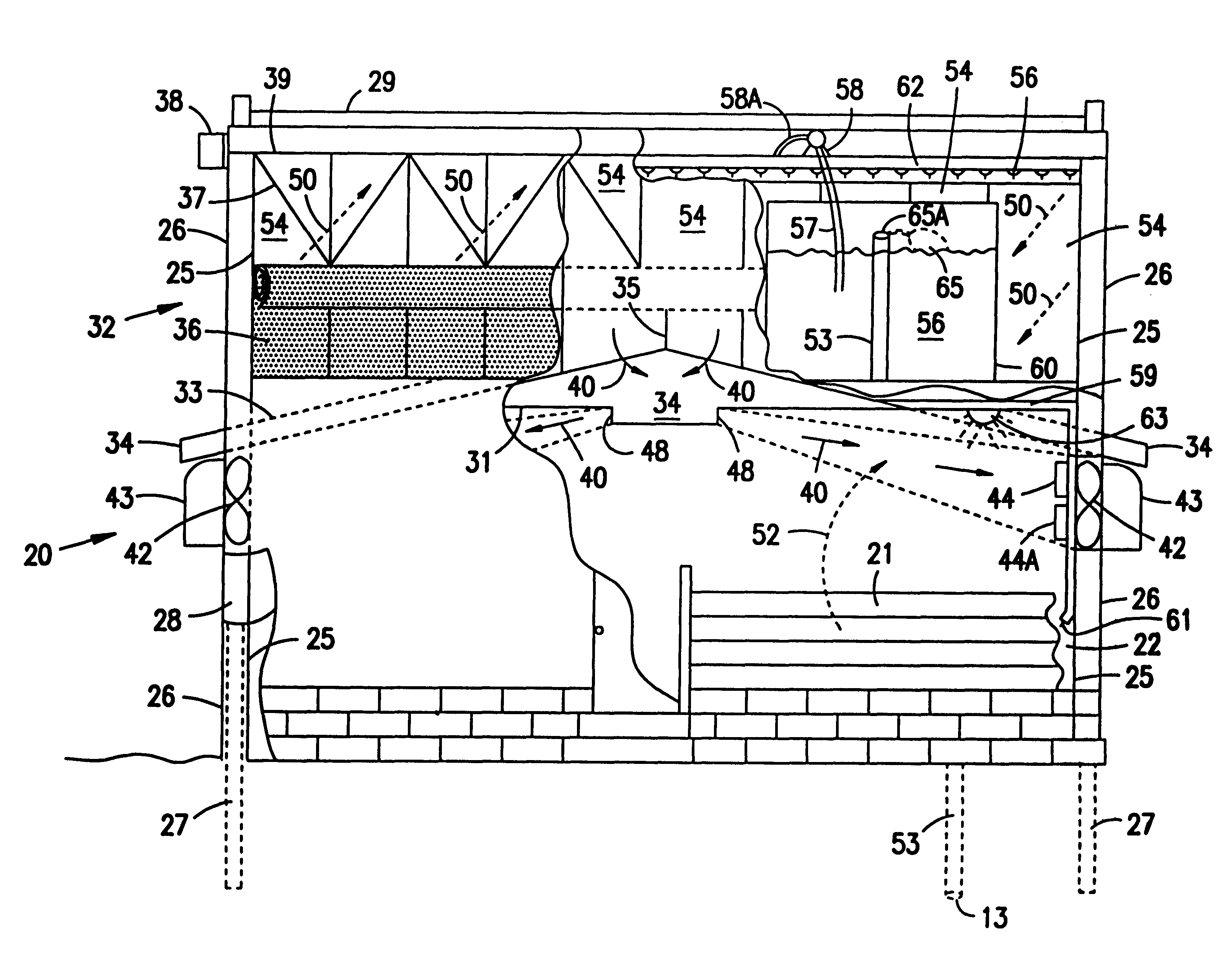 Animal confinement shelter with accelerated decomposition of waste