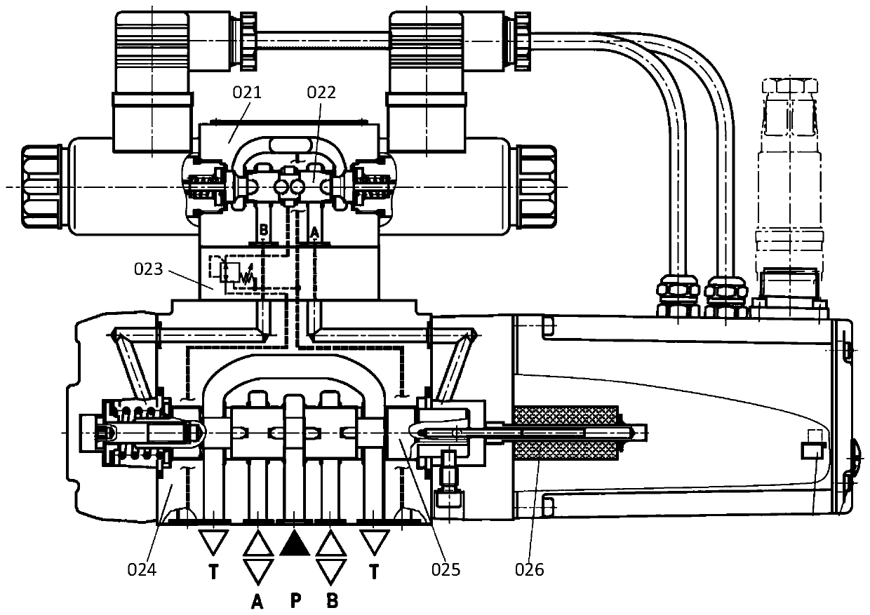 An embedded double-spool pilot control mechanism and a fluid control valve