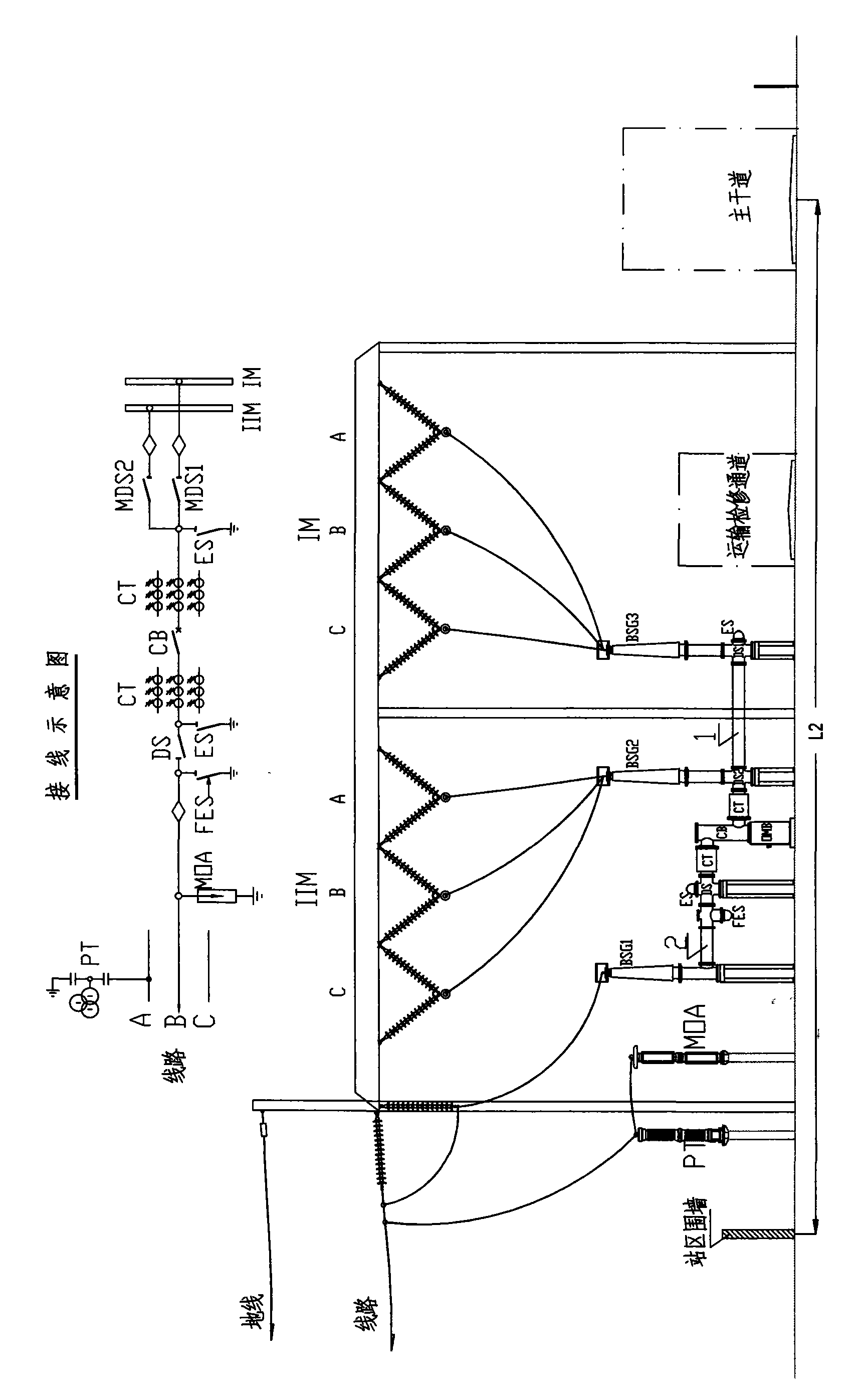 110kv/220kv voltage level composite apparatus and application thereof