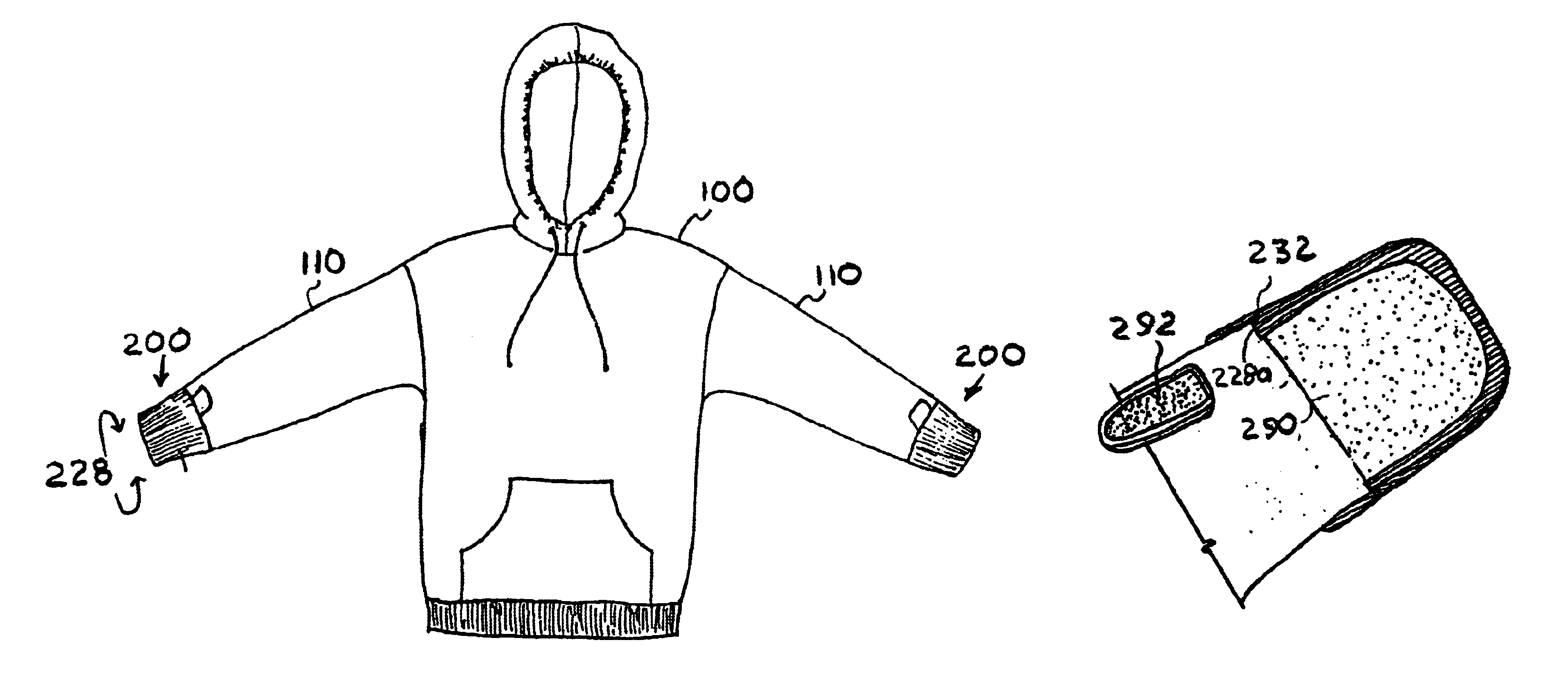 Garment with selectable mittens