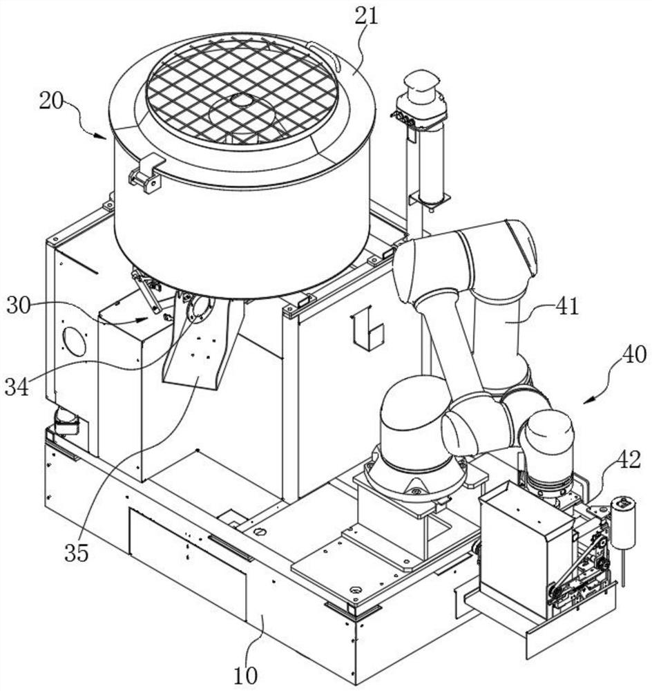 Material laying device and material spreading robot