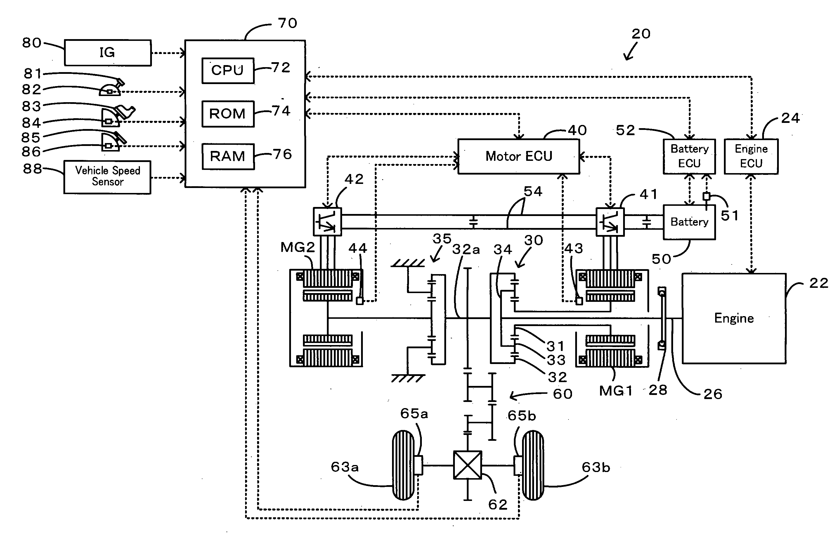 Power Output Apparatus, Motor Vehicle Equipped With Power Output Apparatus, And Control Method Of Power Output Apparatus