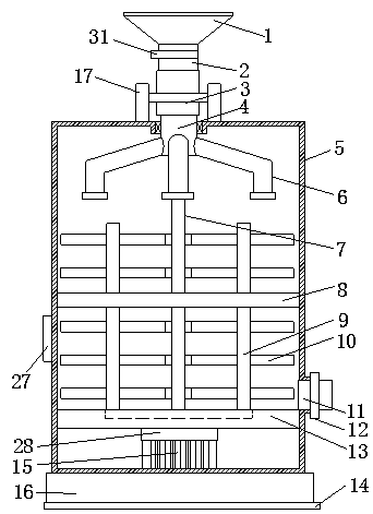 High-efficiency liquid mixing device for processing of raw materials