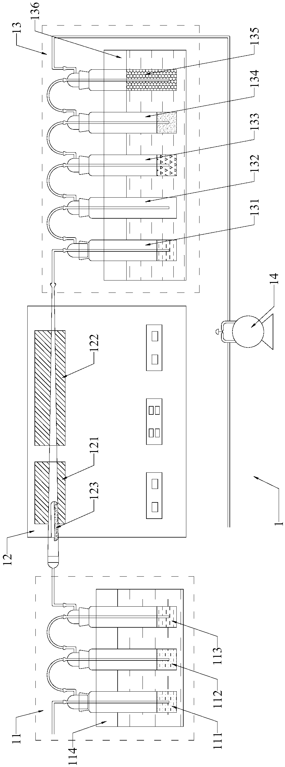Method and device of testing mercury isotope in oil gas source