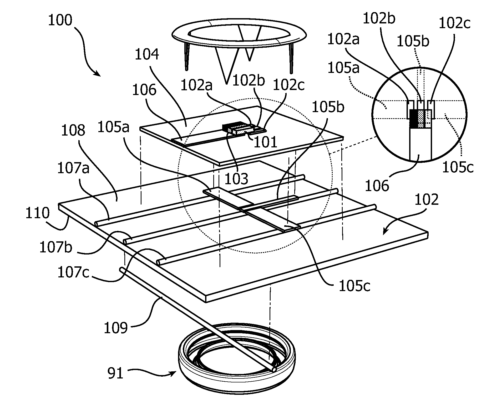 Electronic assembly for attachment to a fabric substrate, electronic textile, and method of manufacturing such an electronic textile