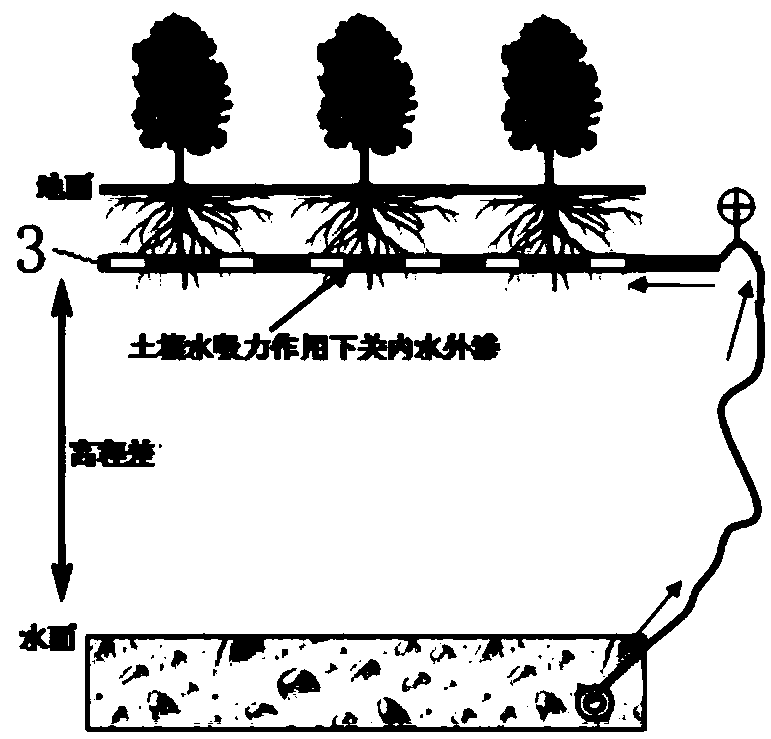 Littoral landscape non-power irrigation and drainage system