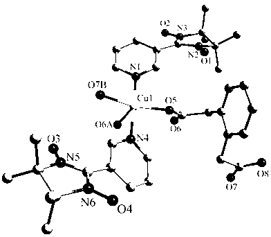 One-dimensional copper-nitroxide free radical coordination polymer as well as preparation method and application thereof