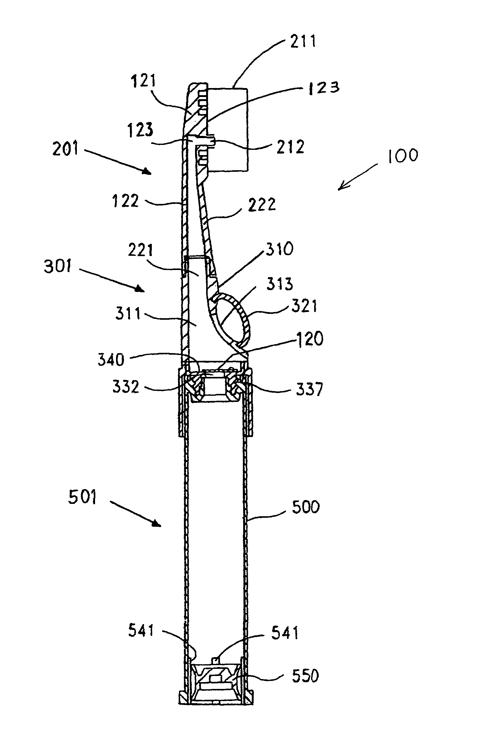 Manual and electrical pump toothbrushes for dispensing liquid and paste dentifrices